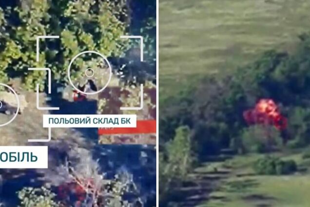 Працювали ударні дрони: захисники України уразили місце зосередження техніки та боєприпасів ворога на Харківському напрямку. Відео