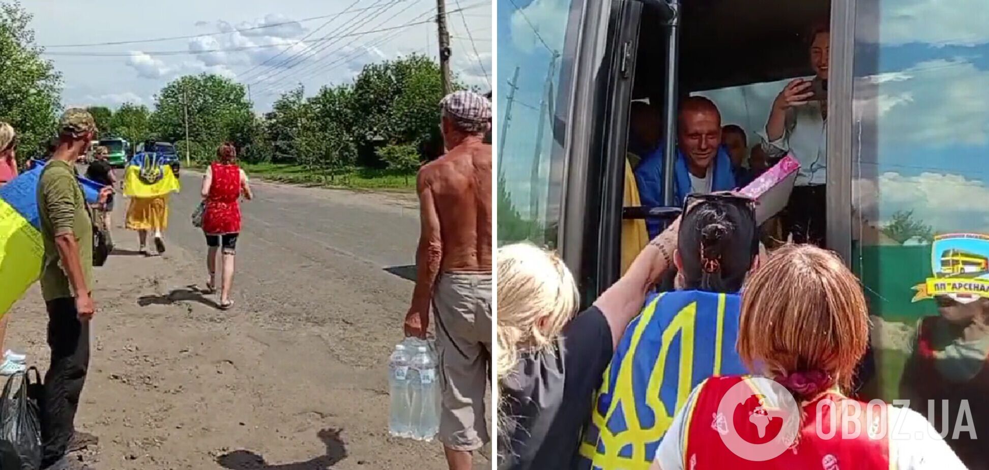 'Наші рідненькі вдома!' У першому селі біля кордону з РФ емоційно зустріли звільнених із полону українців. Відео