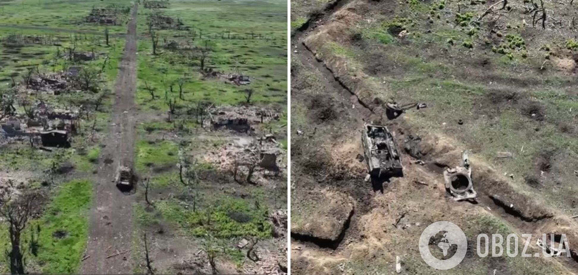 Выжженная земля и разбросанная техника РФ: Роботино, которое уничтожили оккупанты, показали из дрона. Видео