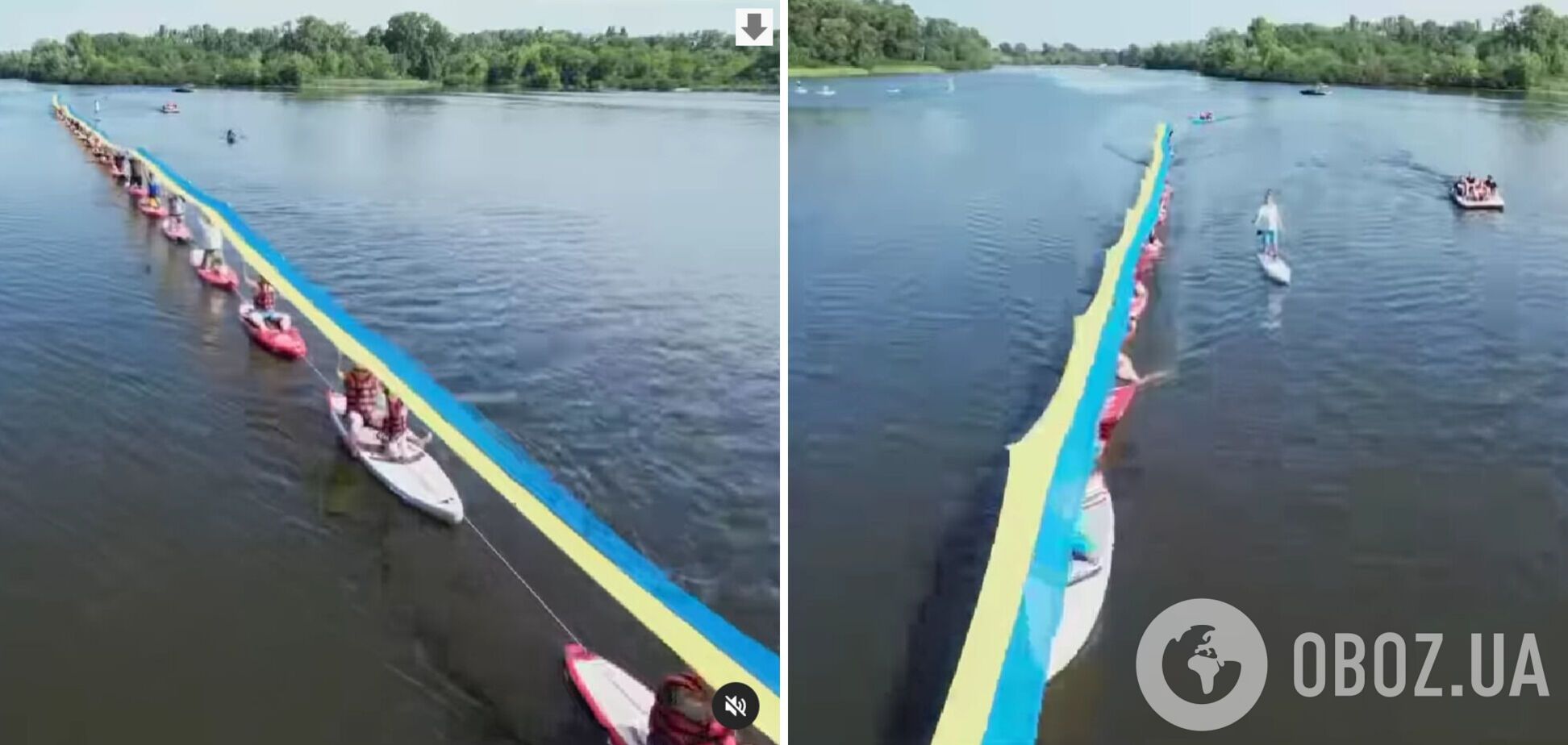 У Києві над Дніпром розгорнули 207-метровий прапор України: відео рекорду