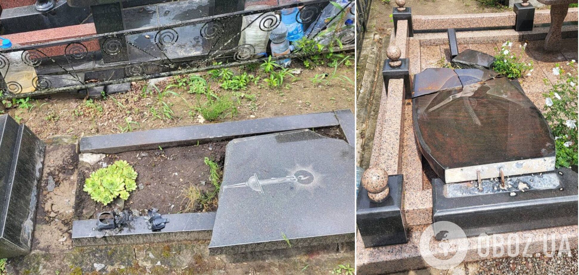 Вандалы разгромили 12 памятников на могилах