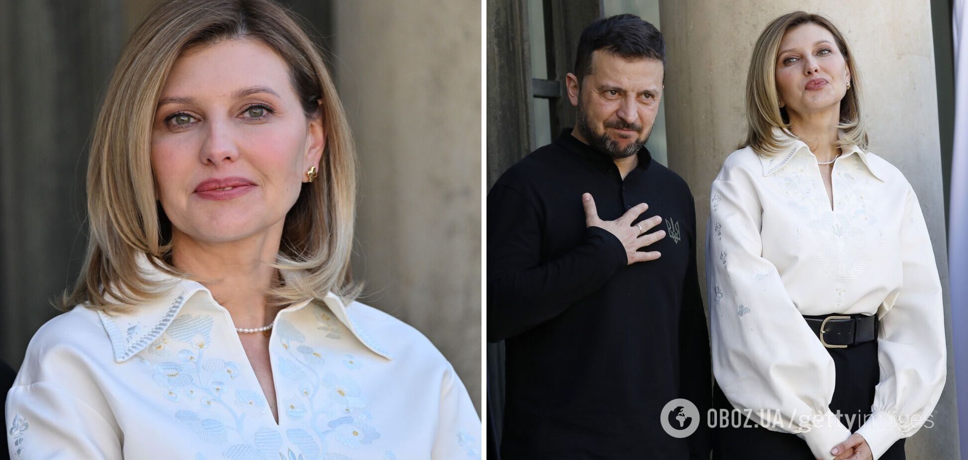 Елена Зеленская надела на встречу с Брижит Макрон эксклюзивную вышиванку с тризубом: в чем ее секрет. Фото