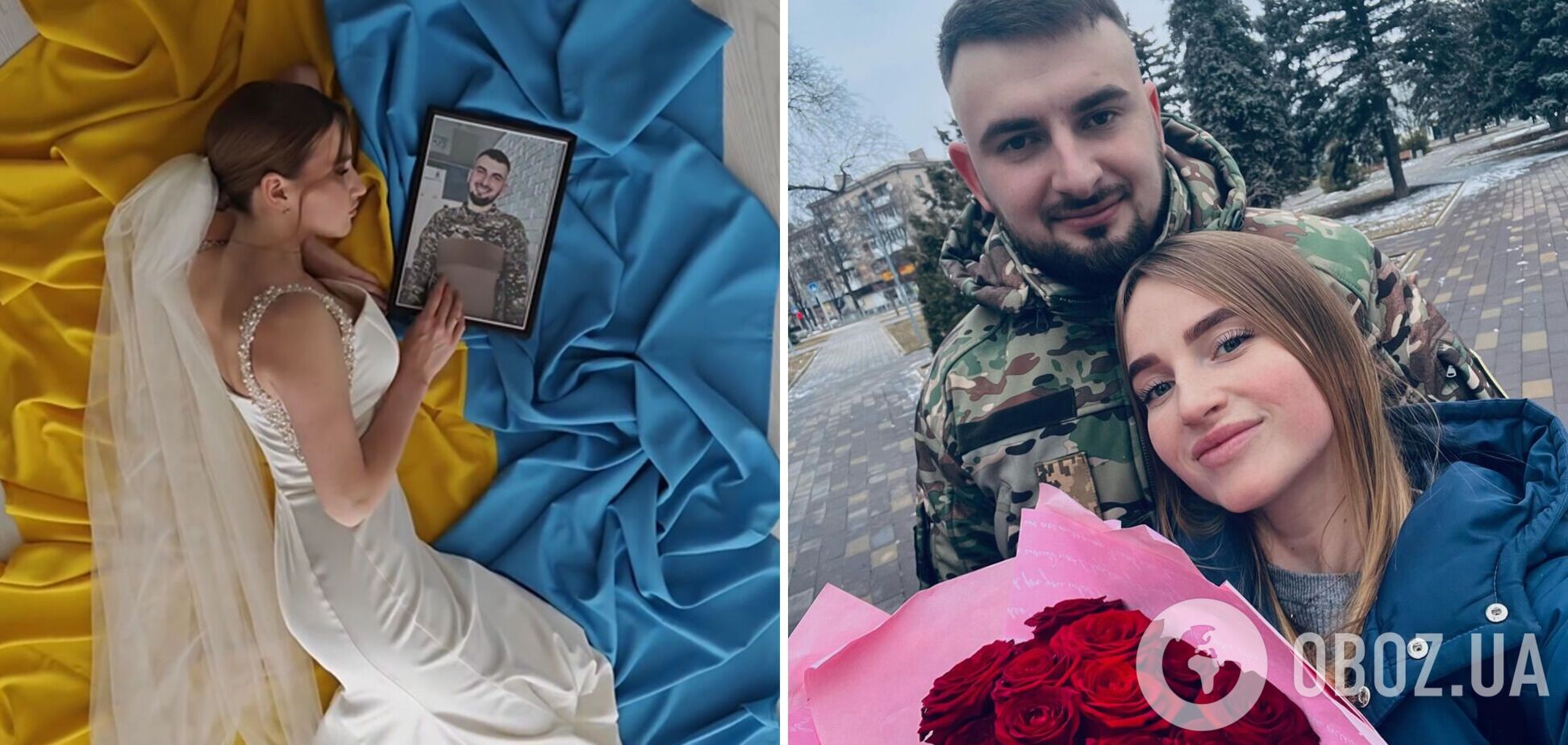 'У цей момент ти помираєш'. Наречена загиблого воїна влаштувала фотосесію у весільній сукні та з його портретом