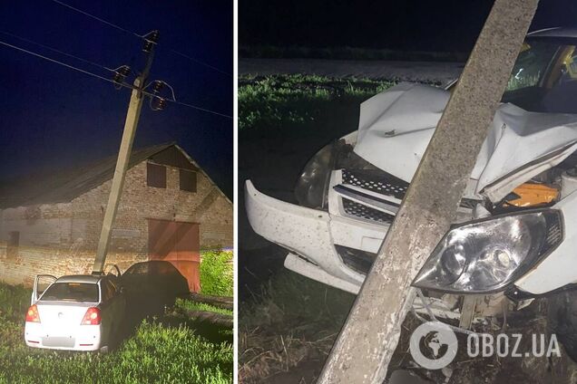 Водитель протаранил столб и скрылся с места аварии