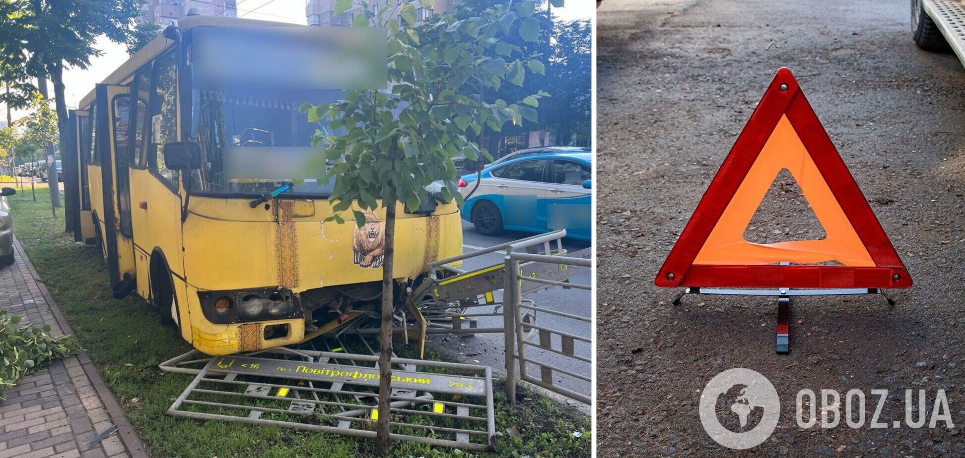 Маршрутка на швидкості в’їхала у металевий паркан