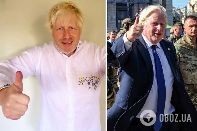 С вышивкой на сердце и в шапке 'Укрзалізниці'. Фото Бориса Джонсона, без слов доказывающих его любовь к Украине