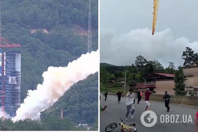 Люди розбігалися від жаху: в Китаї розгінний блок ракети неконтрольовано впав після успішного запуску. Відео