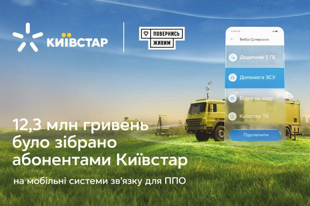 Абоненты 'Киевстар' совместно с фондом 'Вернись живым' собрали более 12 млн грн для Воздушного командования 'Юг'