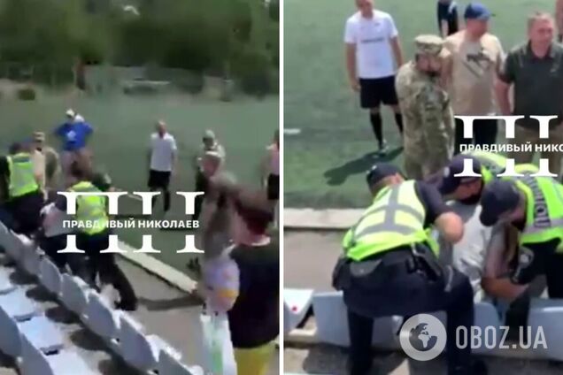 В Николаеве ТЦК и полиция скрутили 'футболиста' прямо посреди матча. Видео