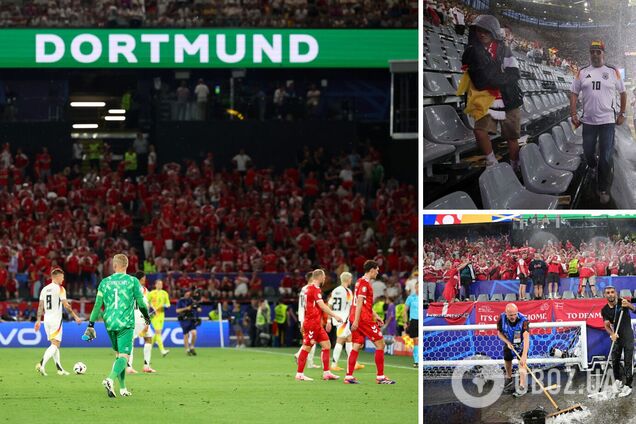 Матч Германия  –  Дания на Евро-2024 был прерван. Судье пришлось уводить  команды со стадиона. Видео и все подробности инцидента