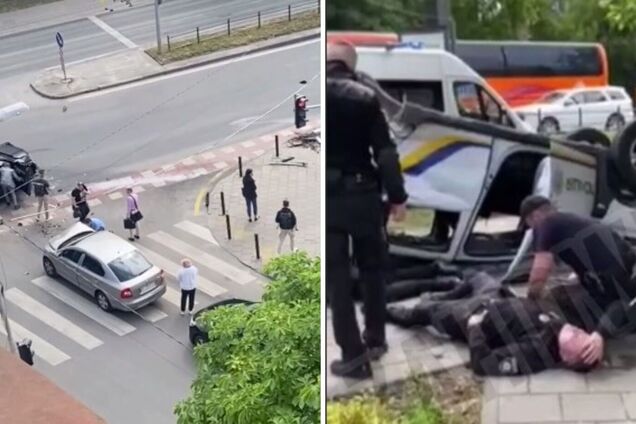 У Львові сталася ДТП за участю авто поліції, машина перевернулася на дах. Відео