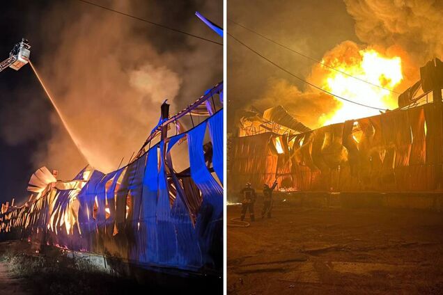 Под Броварами произошел масштабный пожар на складе: с огнем боролись десятки спасателей. Фото