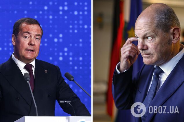 Назвал 'колбасой': Медведев набросился с оскорблениями на Шольца и призвал его встать на колени перед украинцами