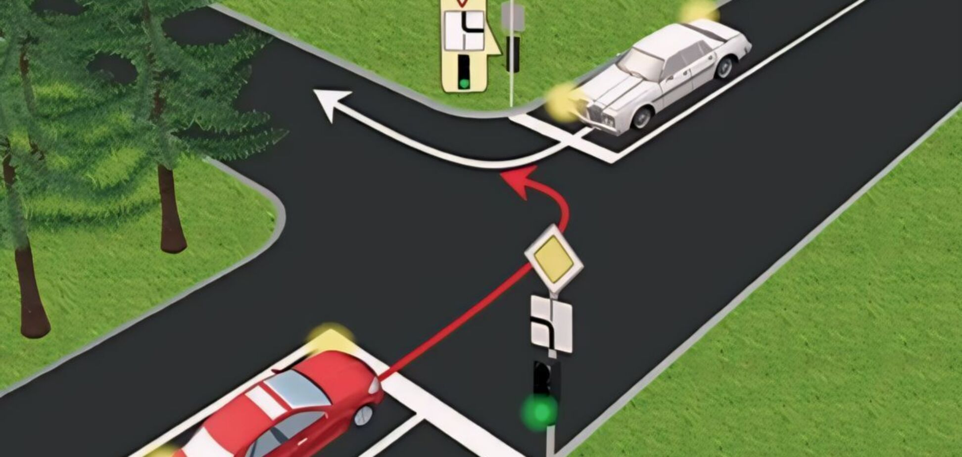 Какой автомобиль проедет перекресток первым? Задание, что покажет ваши знания ПДД