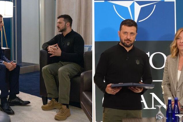 Зеленський на полях саміту НАТО провів зустріч із Макроном і Мелоні: названо ключові теми переговорів