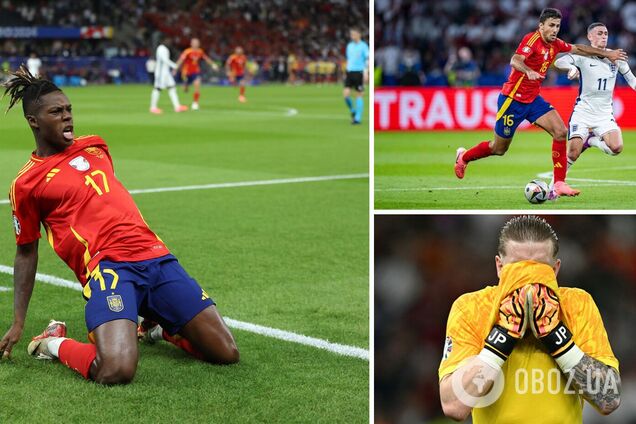 Испания первой в истории в четвертый раз выиграла ЧЕ по футболу, обыграв в финале Англию. Видео