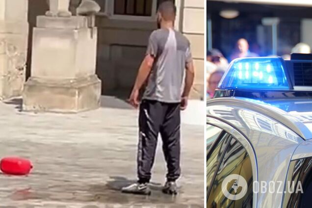 У центрі Львова чоловік облив себе бензином і погрожував здійснити самоспалення. Відео