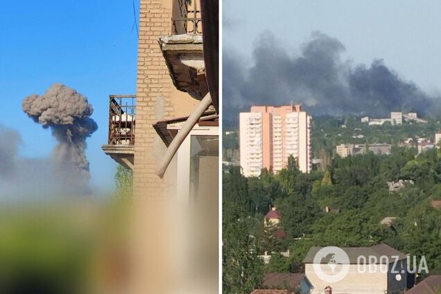 У Донецьку пролунали вибухи: пишуть про влучання у склад боєкомплекту окупантів. Фото і відео