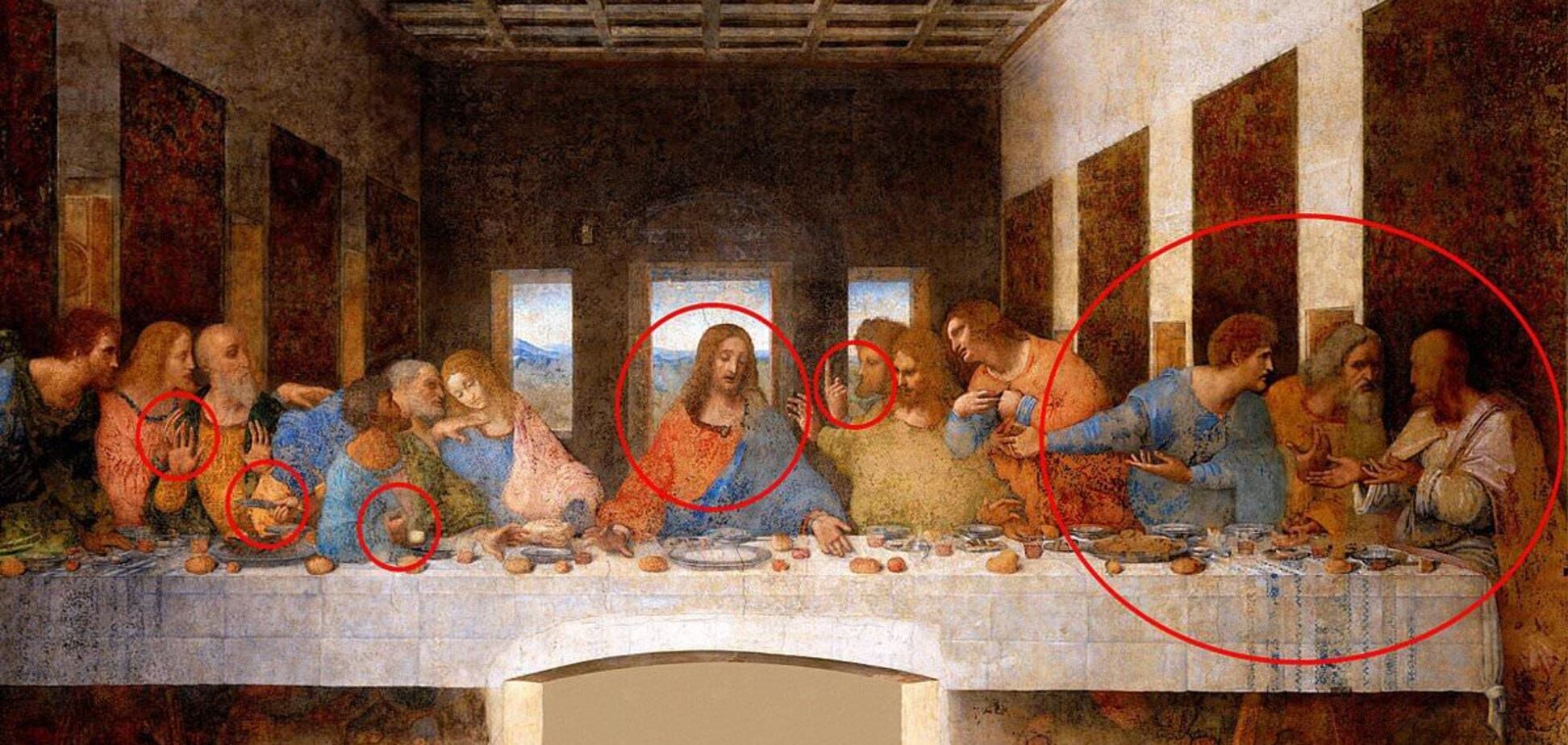 На картині Леонардо Да Вінчі 'Таємна вечеря' знайшли 6 прихованих символів. Фото