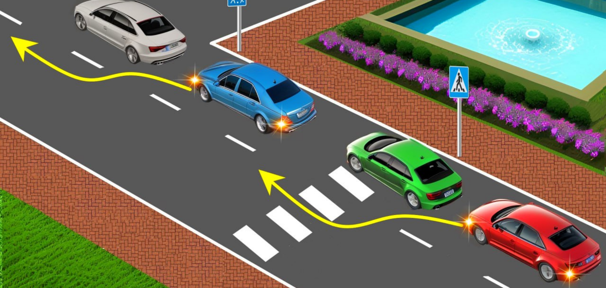 Кто из водителей нарушит правила во время обгона на дороге? Задания по ПДД с фото