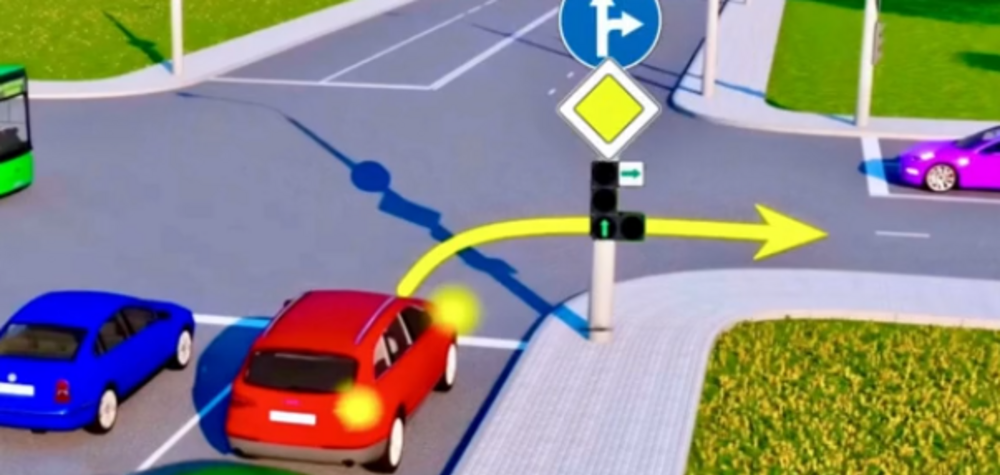 Разрешено ли автомобилям повернуть направо? Задания на знание ПДД