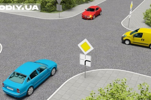 Яке авто проїде перехрестя першим? Складне завдання з ПДР в Україні із фото 