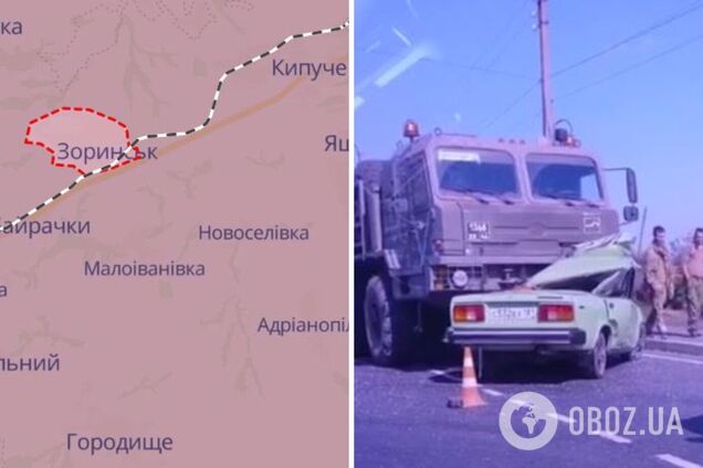 В Луганской области военный тягач оккупантов раздавил легковое авто с гражданскими: водитель погиб. Видео