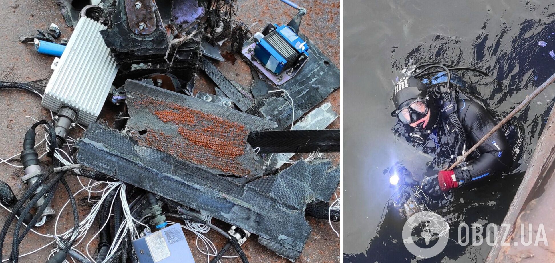 Саперы достали из Днепра обломки российского беспилотника