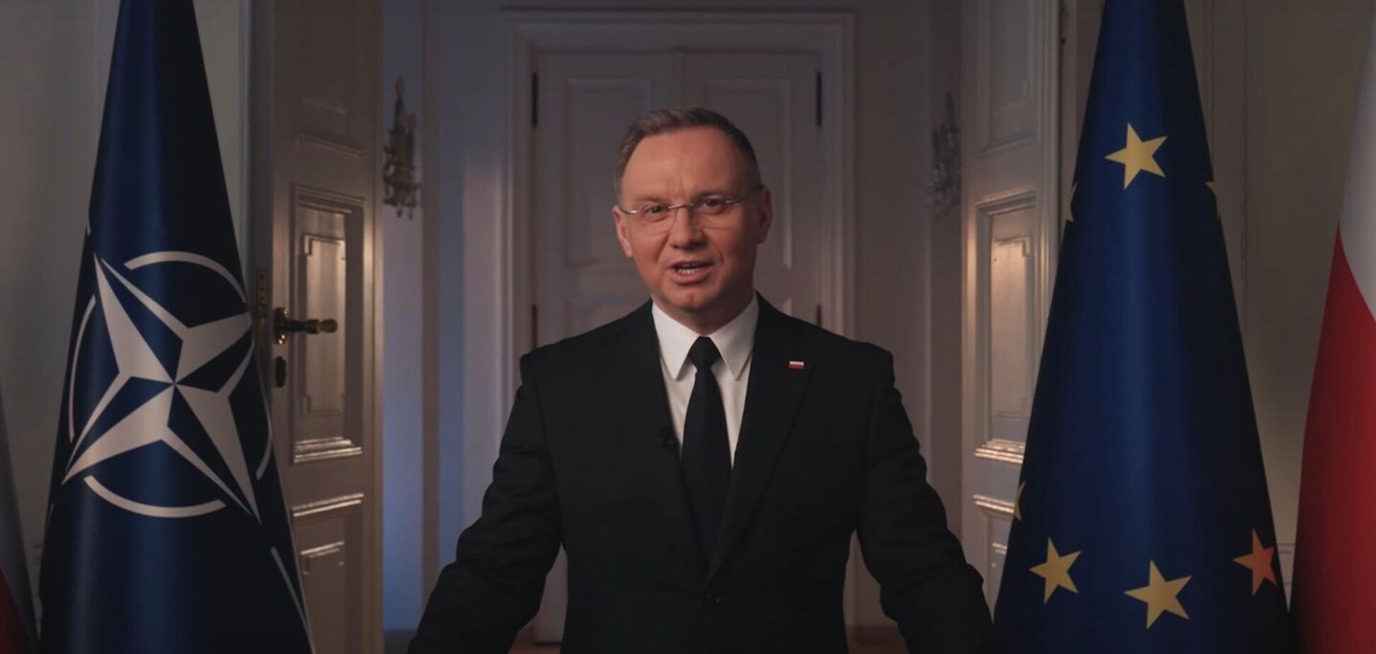 Дуда в новогоднем обращении рассказал, чем должна завершиться война в Украине, и напомнил о безопасности Европы. Видео