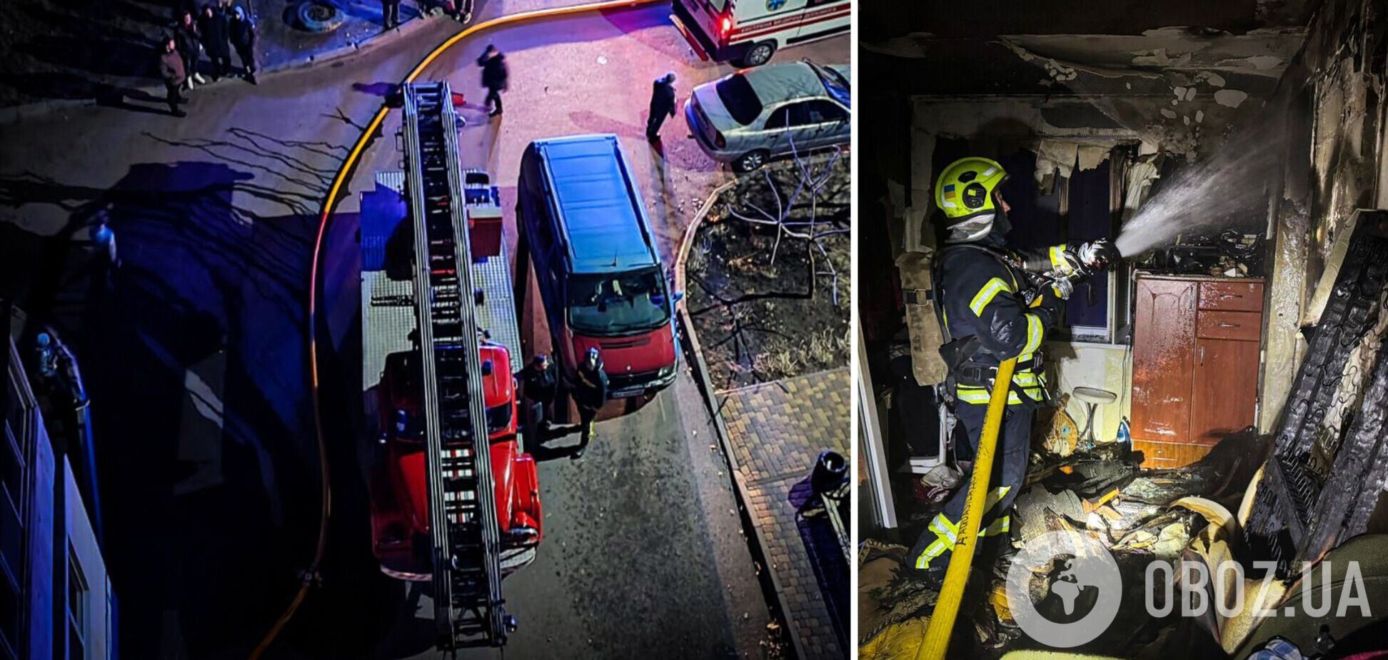 В Киевской области бойцы ГСЧС во время тушения пожара в многоэтажке спасли двух человек. Подробности и фото