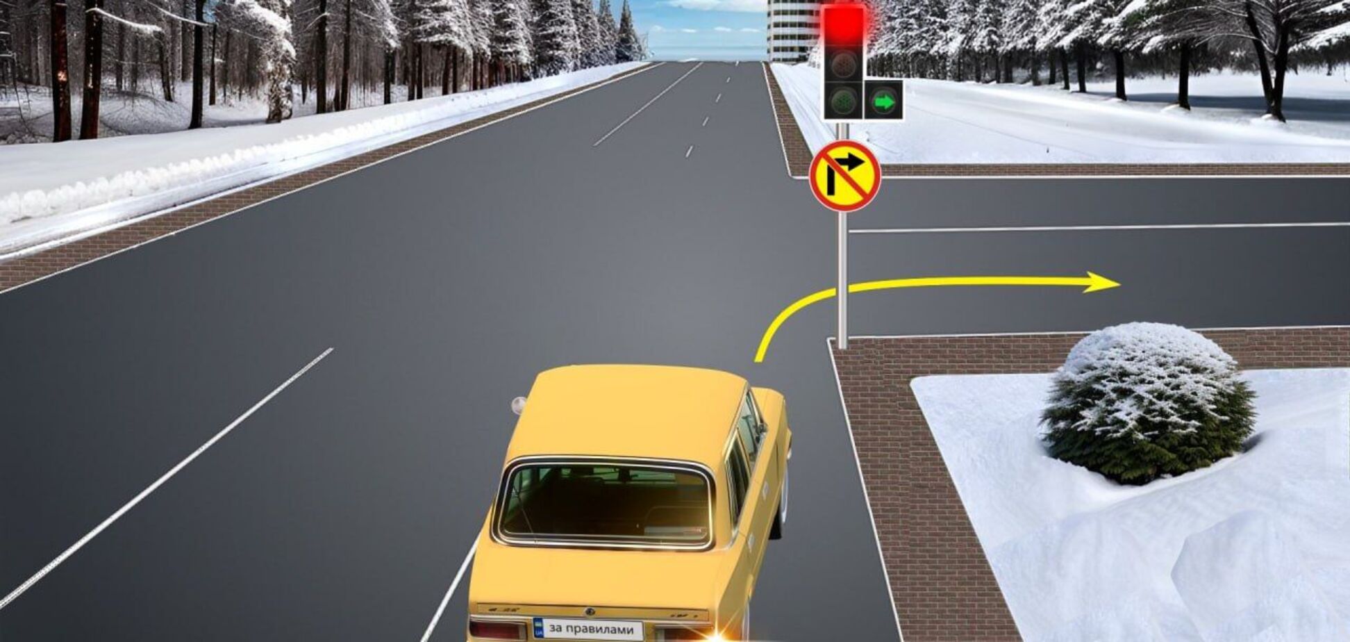 Разрешено ли повернуть направо? Задания на знание ПДД