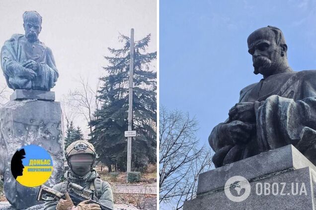 Окупанти понівечили пам'ятник Шевченку на Донбасі, подарований громадою Калуша. Фото
