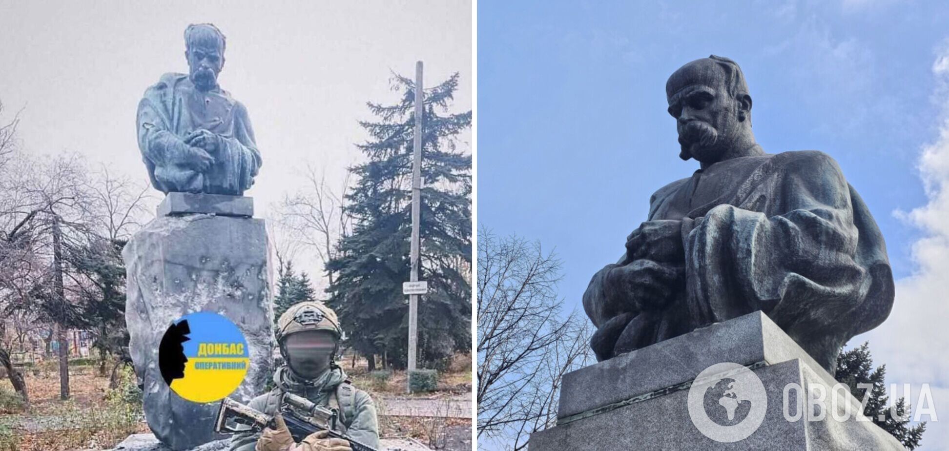 Оккупанты повредили памятник Шевченко на Донбассе, подаренный громадой Калуша. Фото