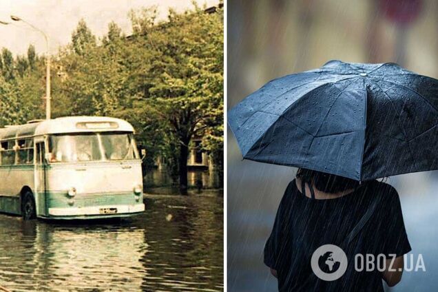 Річка замість дороги: наслідки зливи у Києві в 1971 році біля Дарницької площі. Унікальне фото