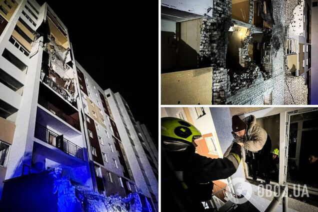 Зруйновані стіни в будинку та евакуація через вікна: у ДСНС показали нові кадри наслідків атаки на Київщину. Фото й відео