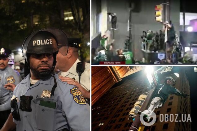 В США студент погиб, взобравшись на фонарный столб посмотреть чемпионский парад команды. Момент попал на видео