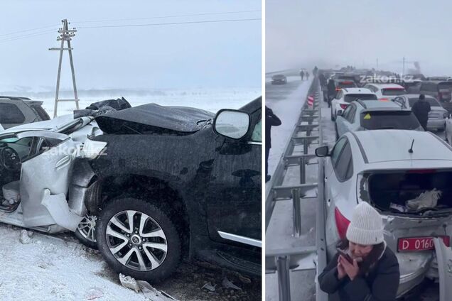 У Казахстані через негоду зіткнулися майже 100 авто: з'явилися подробиці. Відео