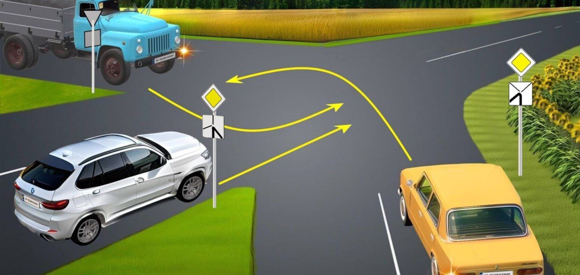 В каком порядке проедут автомобили? Тест на знание ПДД