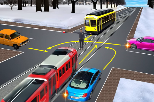 Хто має право проїхати перехрестя? Заплутане завдання з регулювальником