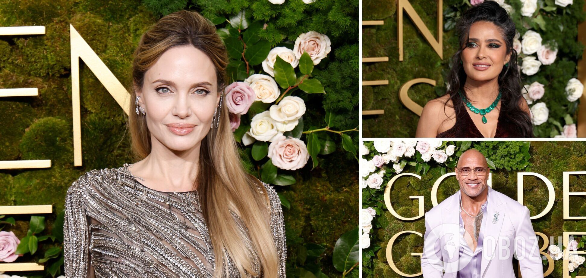 Анджелина Джоли в серебре, а 'Скала' в розовом: самые яркие образы звезд на 'Золотом глобусе' этого года