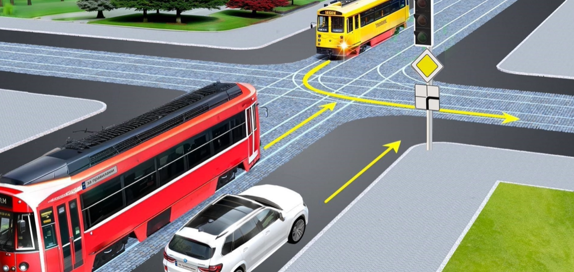 В якому порядку транспорт проїде перехрестя? Завдання на знання ПДР