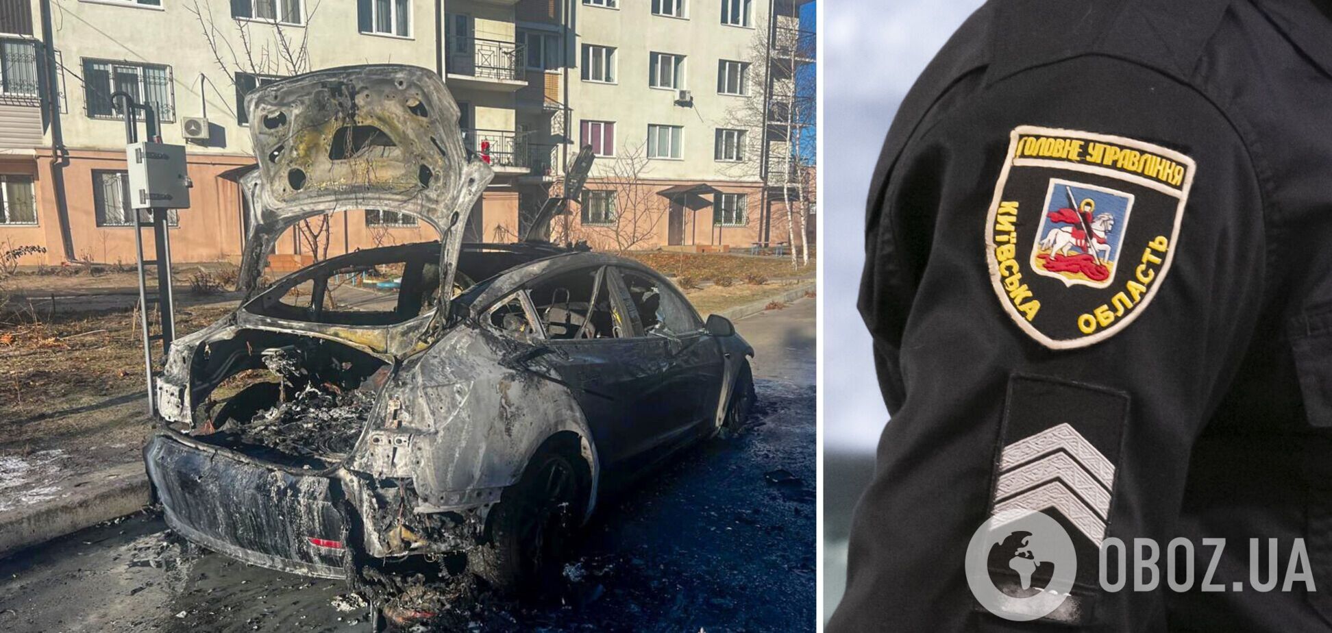 Поджег электрокар знакомого из-за семейного конфликта: в Киевской области задержали злоумышленника. Фото