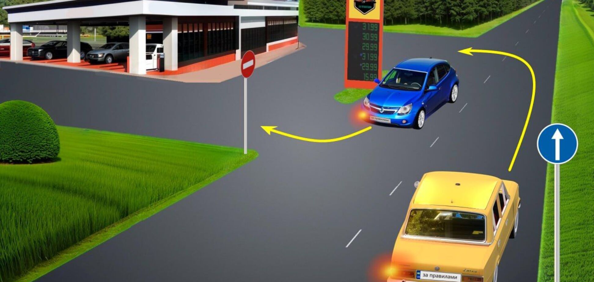 Хто може повернути на заправку? Хитре завдання з ПДР