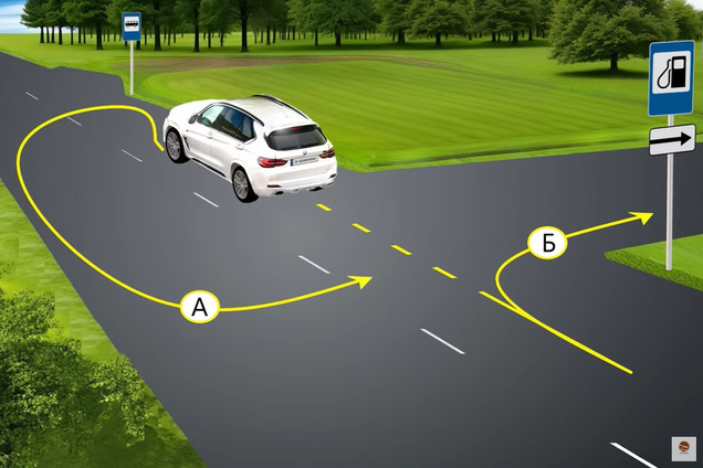 Какая траектория разворота правильная? Тест на знание ПДД
