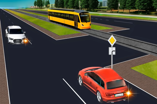 Кого пропустить водій червоного авто? Тест на знання ПДР