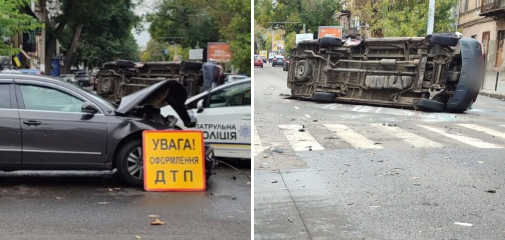 В Одессе пассажирский микроавтобус проехал на красный свет и устроил ДТП: пострадали восемь человек. Фото