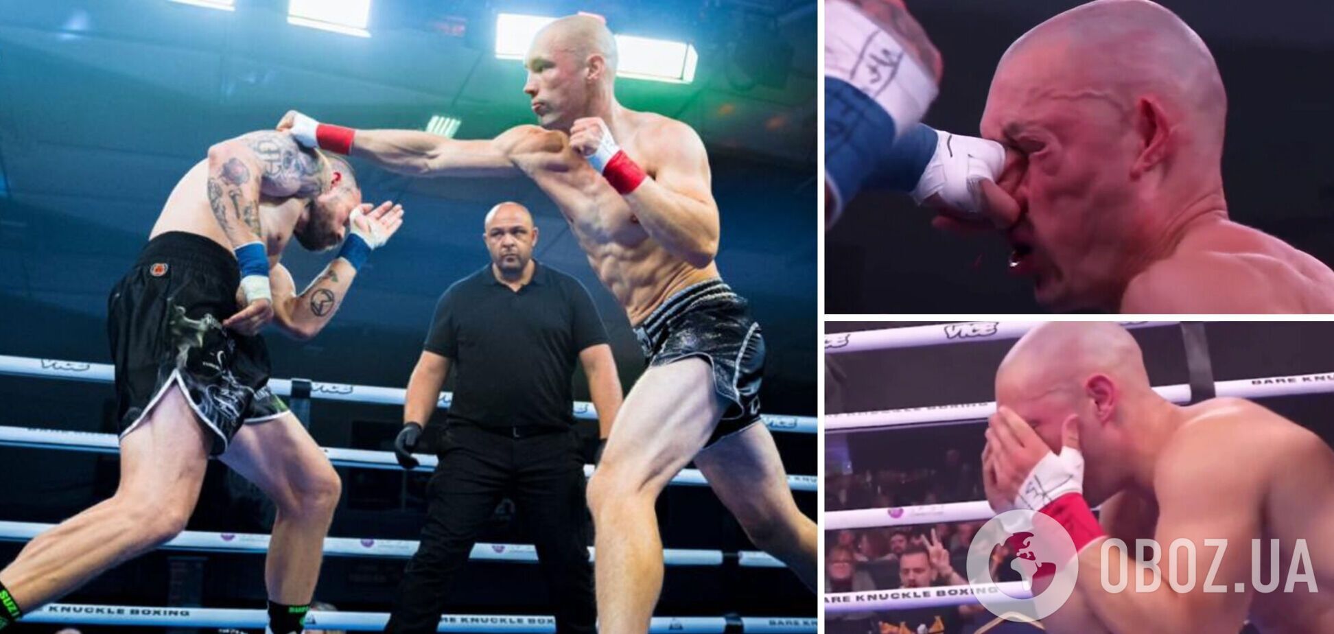 Бойцу во время поединка на голых кулаках впечатали нос в лицо. Видео собрало 1 млн просмотров