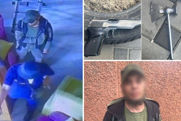 У Києві двоє чоловіків, погрожуючи сокирою та пістолетом, 'вибивали' в кафе зарплату для знайомої. Подробиці та фото
