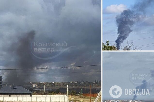 Дым виден издалека: пожар на нефтебазе в Гвардейском в Крыму вспыхнул с новой силой. Фото