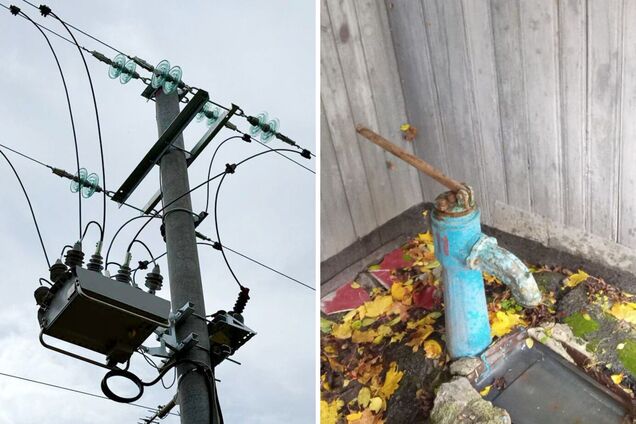 Ілюстрація - лінія електропередачі та колонка з водою